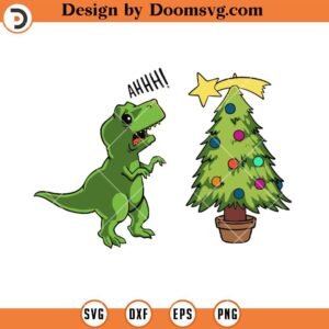 Dinosaur Traumatic Memories SVG, Christmas Tree Dinosaur SVG