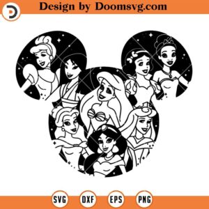 Disney Princess SVG, Disneyland Mickey Ears Silhouette SVG