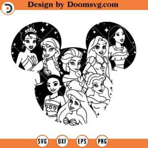 Disney Princess SVG, Mickey Head By Princess SVG