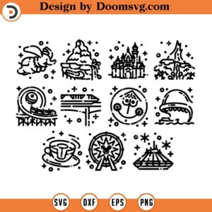 Disneyland Adventure 11 Theme Parks Icon SVG, Disneyland File Cut