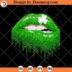 Dripping Sparkle Lip 3 Leaf Clover SVG, St Patricks Day SVG