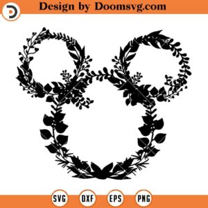 Floral Mickey Head SVG, Mickey Head With Flower SVG