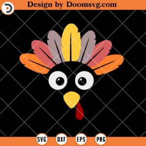 Funny Turkey Face With Feathers SVG, Thanksgiving SVG