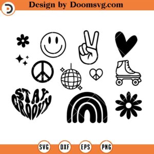 Groovy SVG file Bundle, 70s Groovy Birthday SVG, Retro Party Digital Files, Hippie SVG