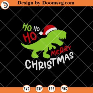 Ho Ho Ho Santa Dinosaur SVG, Merry Christmas Dinosaur SVG