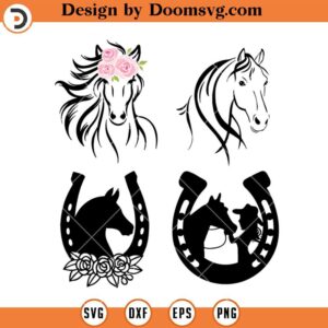Horse Floral Silhouette SVG, Horse Lover SVG, Horse Riding SVG