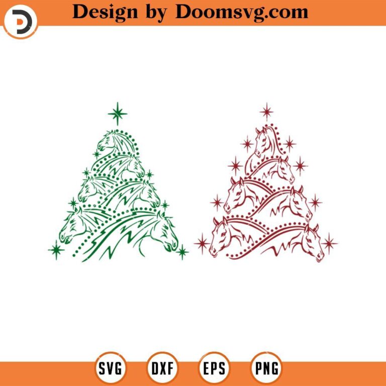 Horses Christmas Tree SVG, Horse Christmas SVG, Horse Riding SVG - Doomsvg