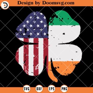 Irish US Flag 4 Leaf Clover SVG, Clover SVG