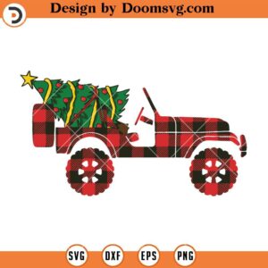 Jeep Carrying Christmas Tree SVG, Merry Christmas Jeep SVG