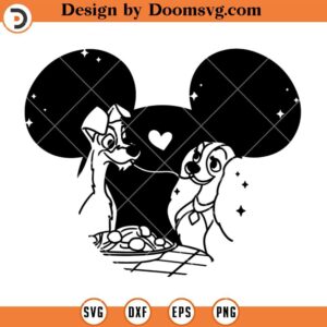 Lady And The Tramp SVG, Disneyland Mickey Ears Silhouette SVG