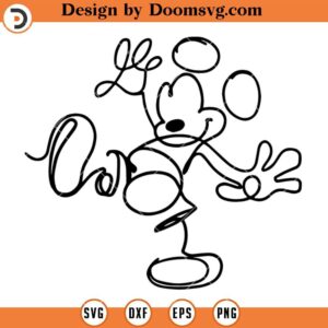 Line Drawing Mickey SVG, Mickey Mouse SVG