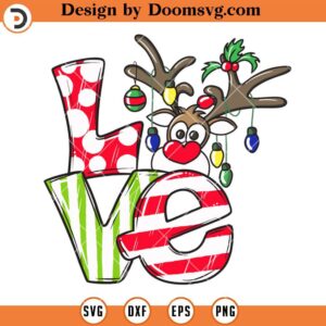 Love Christmas SVG, Reindeer With Ornaments SVG