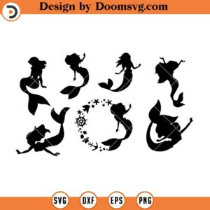 Mermaid Bundle Silhouette SVG, Disney Mermaid SVG