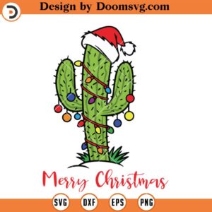 Merry Christmas Cactus With Santa Hat SVG, Christmas SVG