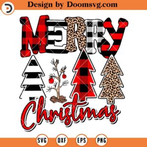 Merry Christmas SVG, Plaid Christmas Tree SVG, Holiday Christmas SVG