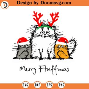 Merry Fluffmas SVG, Christmas Cat SVG, Cat Lover SVG