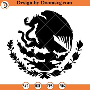 Mexico Coat of Arms Silhouette SVG, Mexico Flag Eagle SVG
