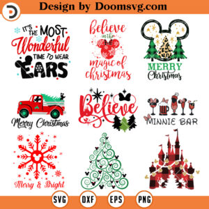 Mickey Disney Christmas Design Bundle SVG, Mickey Bundles SVG
