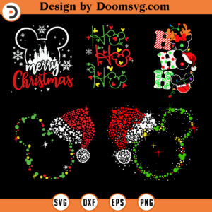 Mickey Head Christmas Bundle SVG, Disney Cartoon SVG