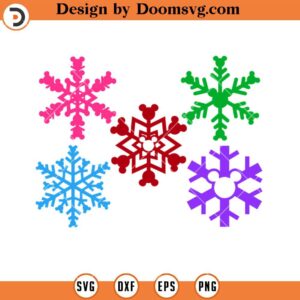 Mickey Snowflakes Color Bundle SVG, Snowflake Let it Snow SVG