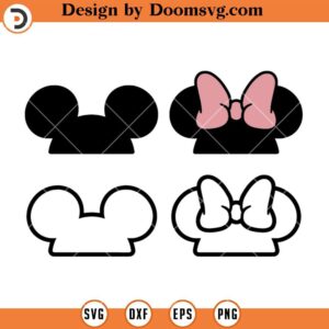 Mickey and Minnie Ears Bundle SVG, Mickey Minnie Hat SVG