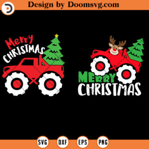 Monster Truck Carrying Christmas Tree SVG, Christmas Truck SVG