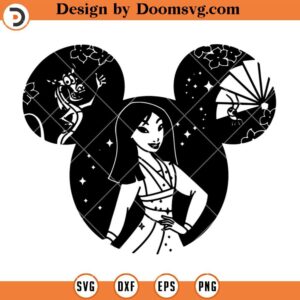 Mulan Mickey Ears SVG, Princess Disneyland Silhouette SVG