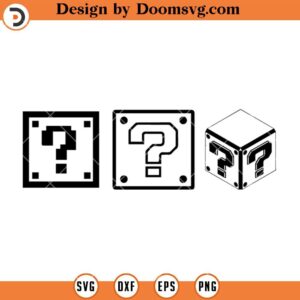 Mystery Box SVG File, Pixel Question Mark Block SVG