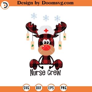 Nurse Crew SVG, Reindeer Christmas Nurse SVG