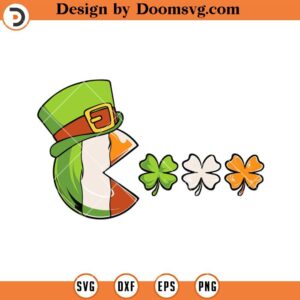 Pacman Shamrock Patrick SVG, Gamer St Patricks Day SVG