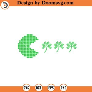 Pacman Shamrock SVG, Funny Gamer St Patricks Day SVG