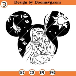 Rapunzel Princess Tangled SVG, Mickey Head Rapunzel Silhouette