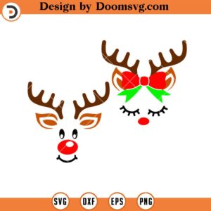 Reindeer Cute Face Christmas SVG, Xmas Reindeer SVG