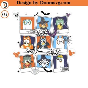 Retro Bluedog And Friend Halloween PNG, Bluedog Spooky PNG, Bluedog Family Halloween PNG