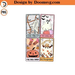 Retro Halloween Tarot Card Shirt PNG, The Creep, The Thick Things, The Howdy Ghost