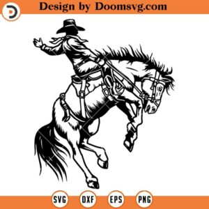 Rodeo SVG, Cowboy Riding Horse Silhouette SVG