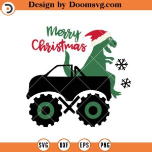 Santa Dinosaur SVG, Christmas Dinosaur Monster Truck Dinosaur Santa SVG