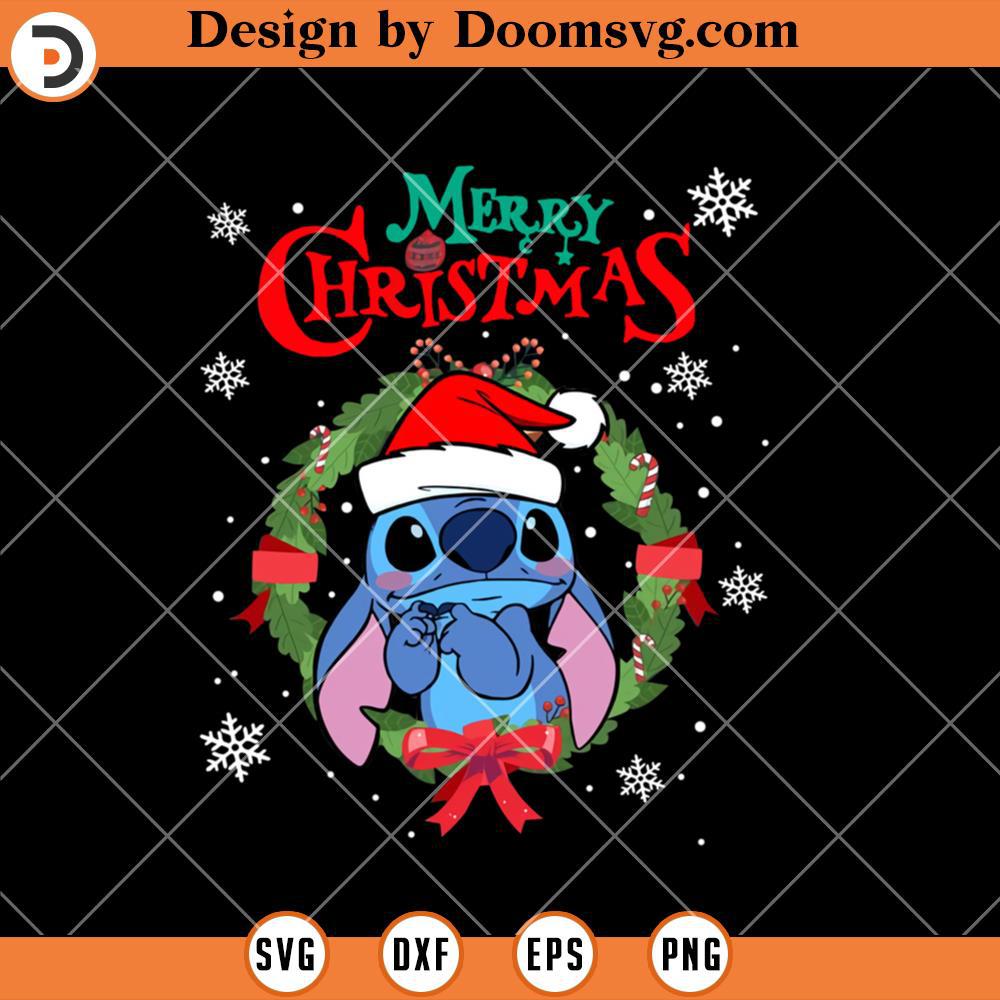 Santa Stitch SVG, Merry Christmas Wreath Christmas SVG - Doomsvg