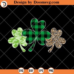 Shamrocks Green Plaid Leopard SVG, Clover St Patricks Day SVG