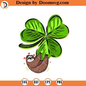 Sloth On Shamrock SVG, 4 Leaf Clover St Patricks Day SVG