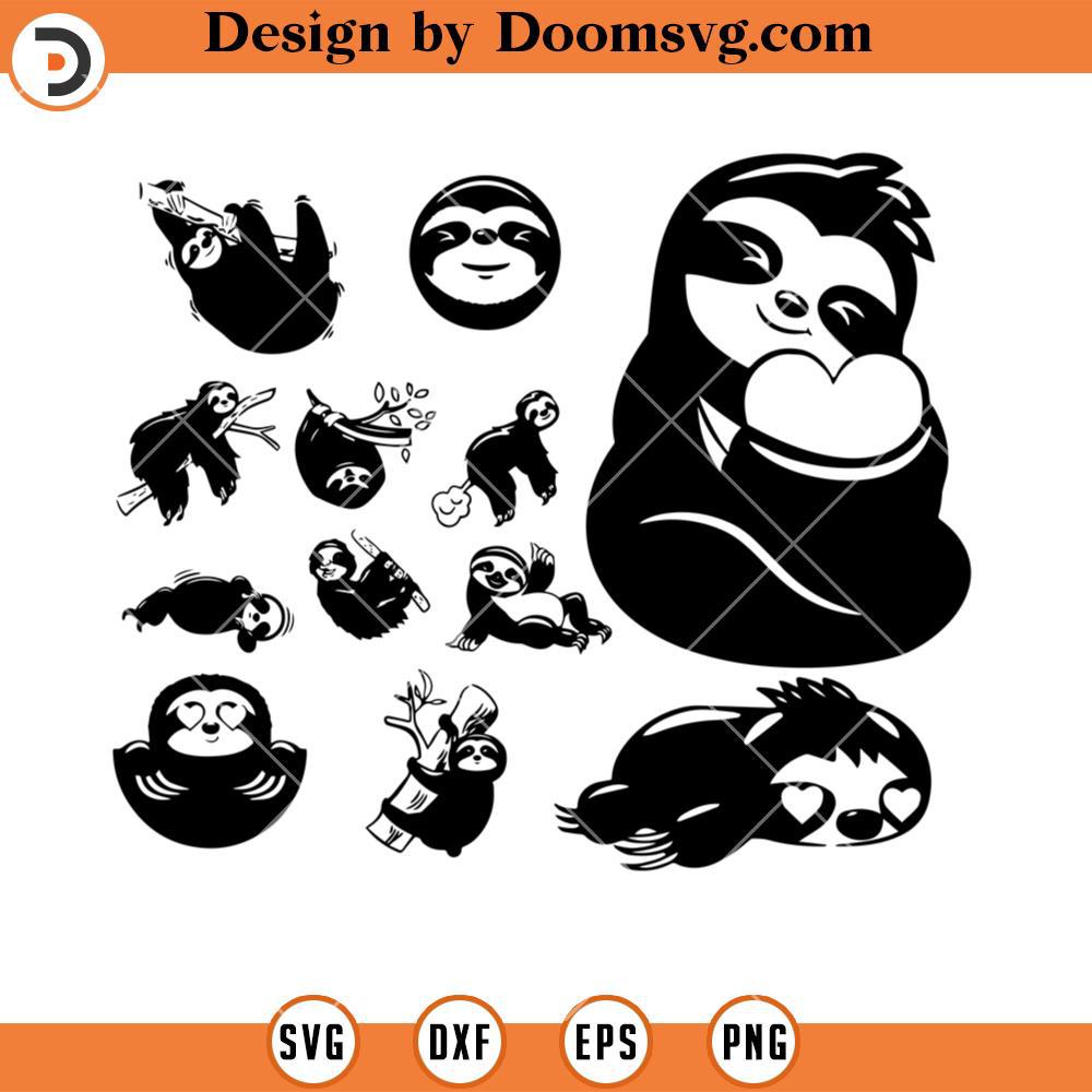 Sloth Silhouette SVG, Lazy Sloth SVG - Doomsvg