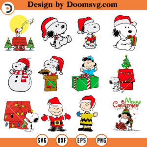 Snoopy Characters Christmas Bundle SVG, Christmas Snoopy SVG