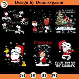 Snoopy Christmas Bundle SVG, Christmas Cartoon SVG