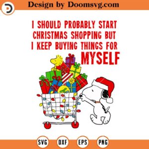 Snoopy Woodstock Shopping SVG, Start Christmas Shopping SVG