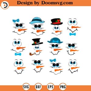 Snowman Face Winter SVG, Merry Christmas SVG