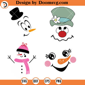 Snowman Smiling Face Bundle SVG, Christmas SVG Files For Cricut