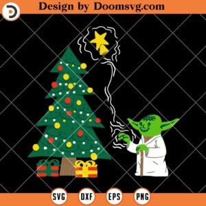 Star Wars Christmas SVG, Yoda Decorates Christmas Tree SVG