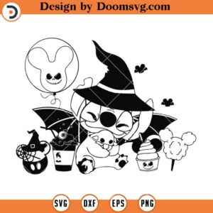 Stitch Halloween Party SVG, Stitch Silhouette Disney SVG