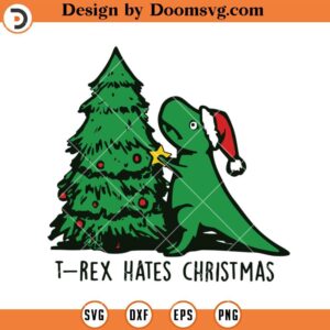 T Rex Hates Christmas SVG, T Rex Santa SVG