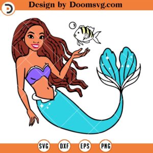 The Little Mermaid African American SVG, Black Ariel Princess SVG